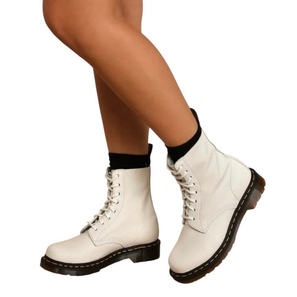 Dr. Martens 1460 Pascal Virginia Leather Boots White Women’s Size 9 (EU 41) - Picture 2 of 12
